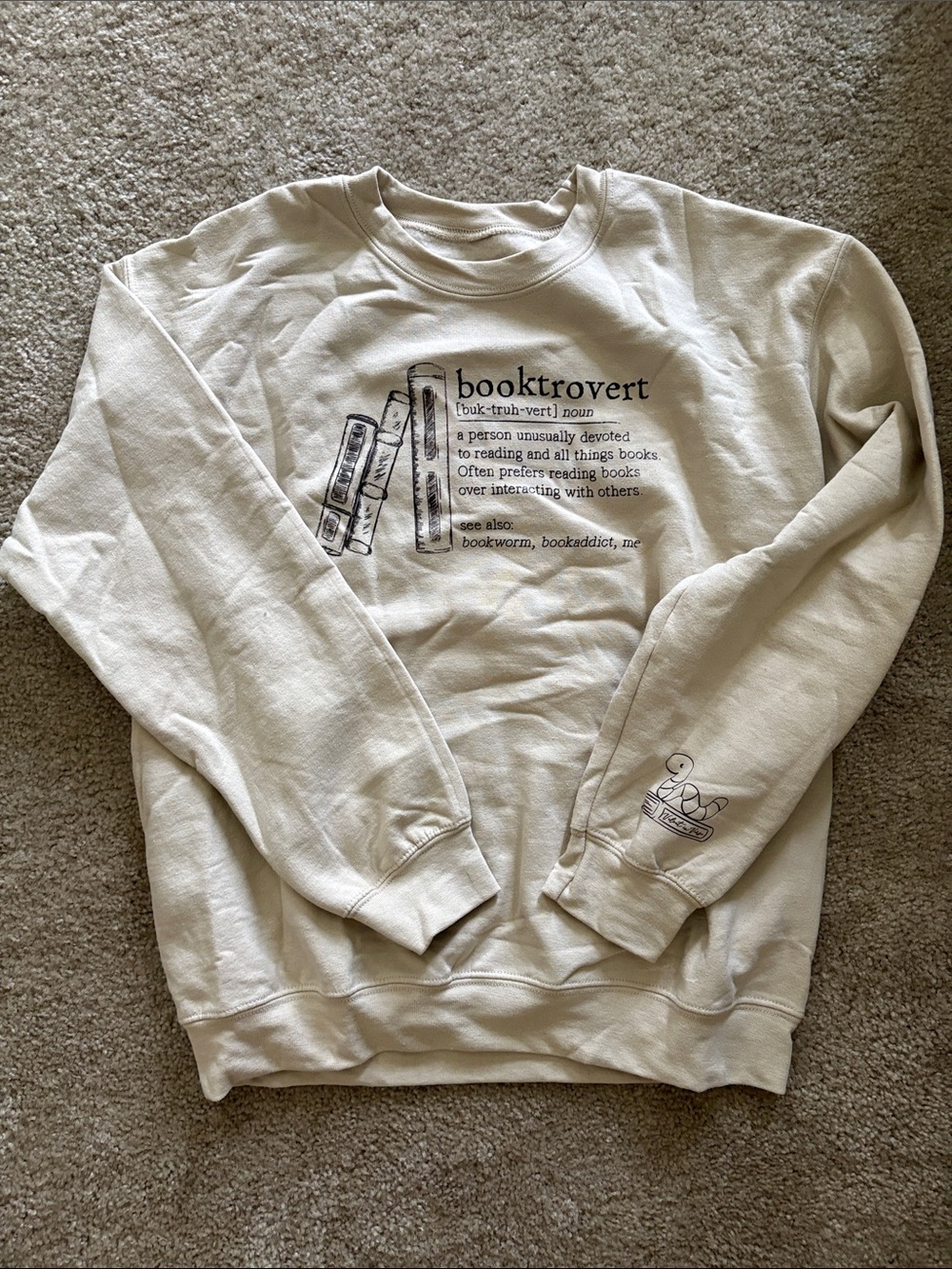 Booktrovert Cream Graphic Sweatshirt - Unbranded